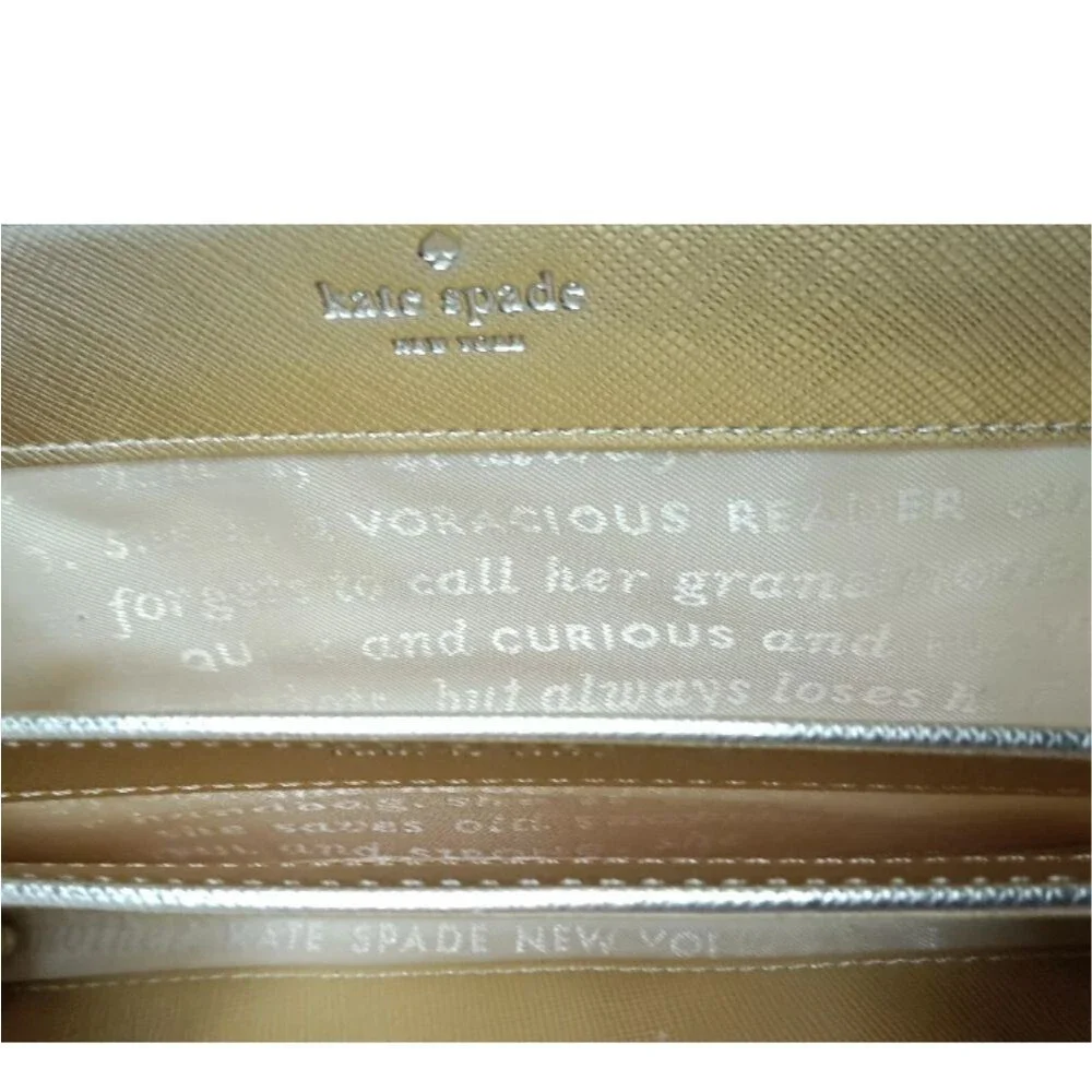 Kate Spade Large Zip Around Wallet Gold Saffiano Leather Retail $195